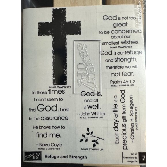 Stampin Up! Refuge & Strength Rubber Stamp Set Religious Quotes & Designs 2007 - Picture 2 of 3